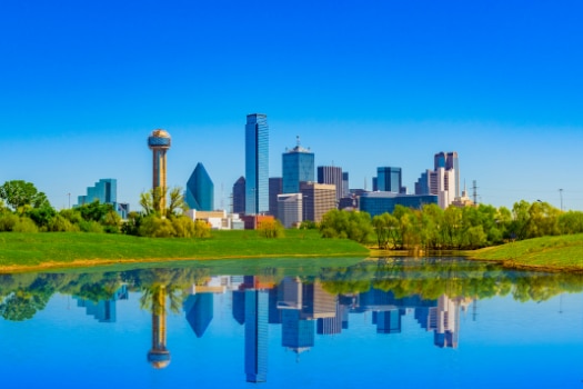 Springtime Dallas skyline, Texas Springtime in Dallas